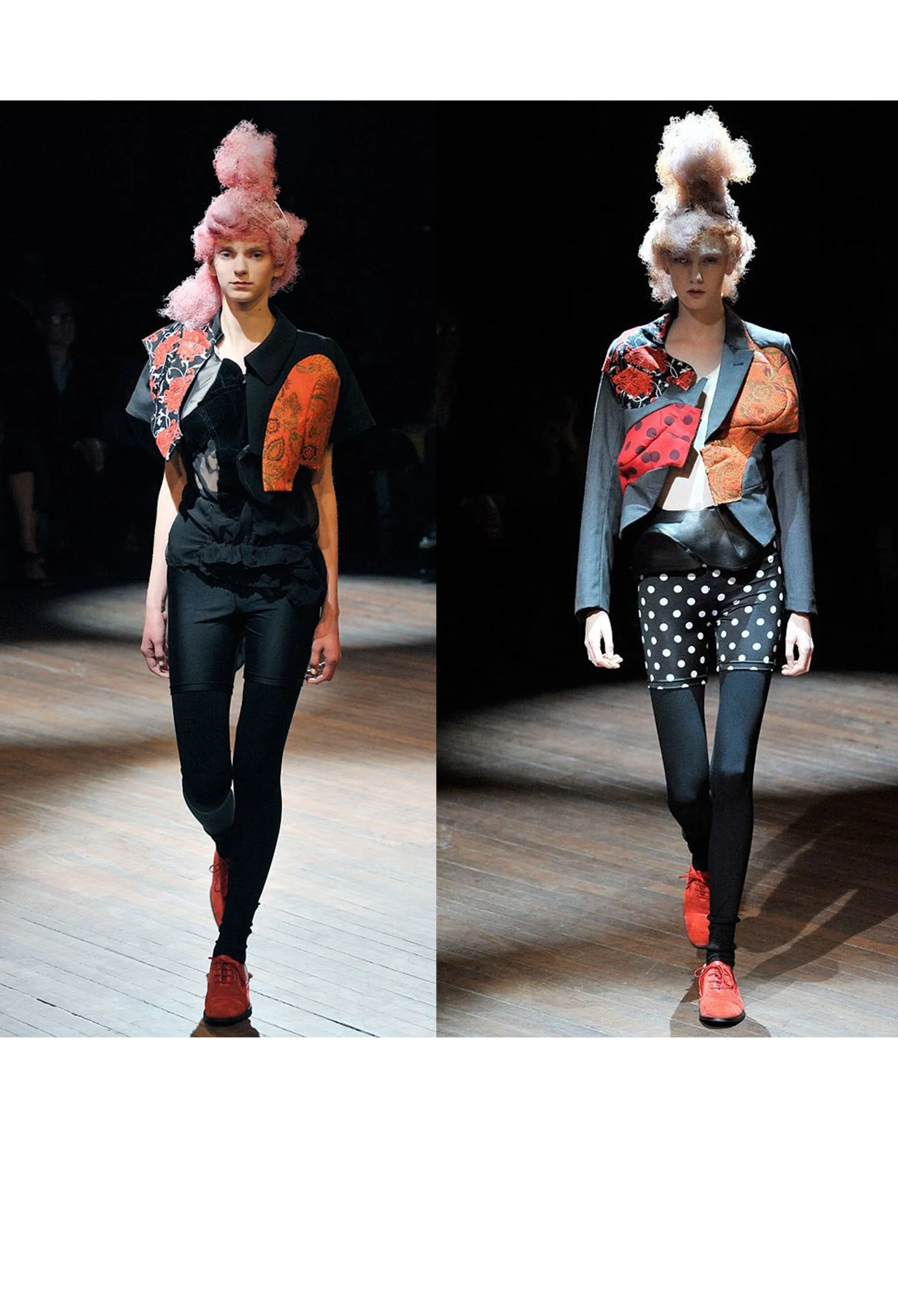 COMME DES GARCONS OLIVE JACKET WITH RED SEQUINS & BROCADE 2010