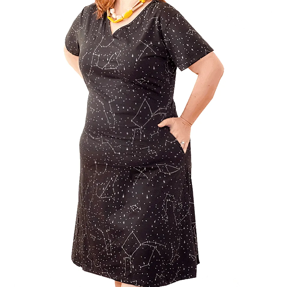 Constellations Glow-in-the-Dark A-Line Dress (No Waist Seam)