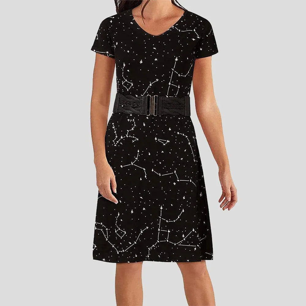 Constellations Glow-in-the-Dark A-Line Dress (No Waist Seam)