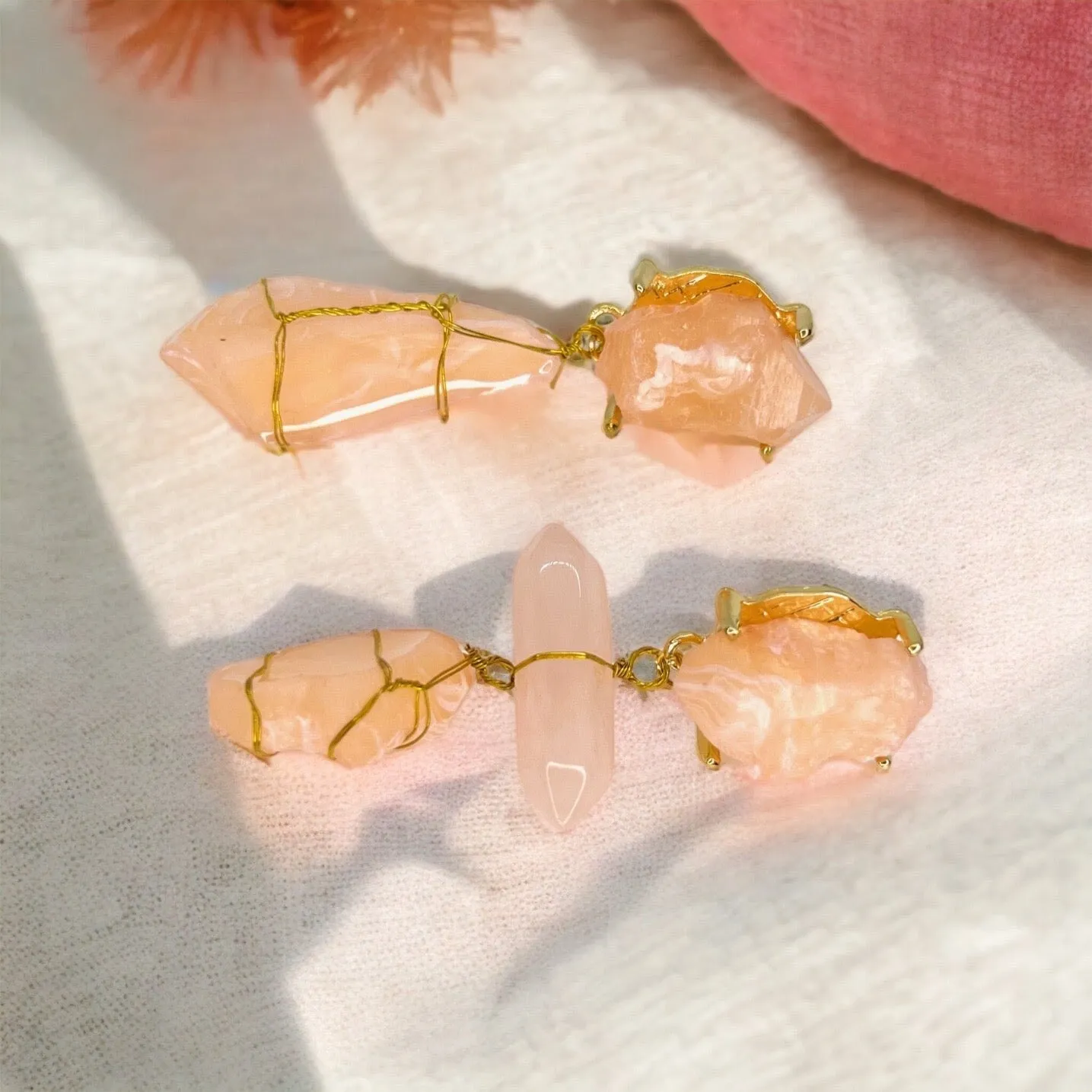 Crystal Earrings, Easter Accessories, Gemstone Earrings, Peach Earrings, Handmade Earrings, Geode, Crystal Accessories, Goddess Earrings