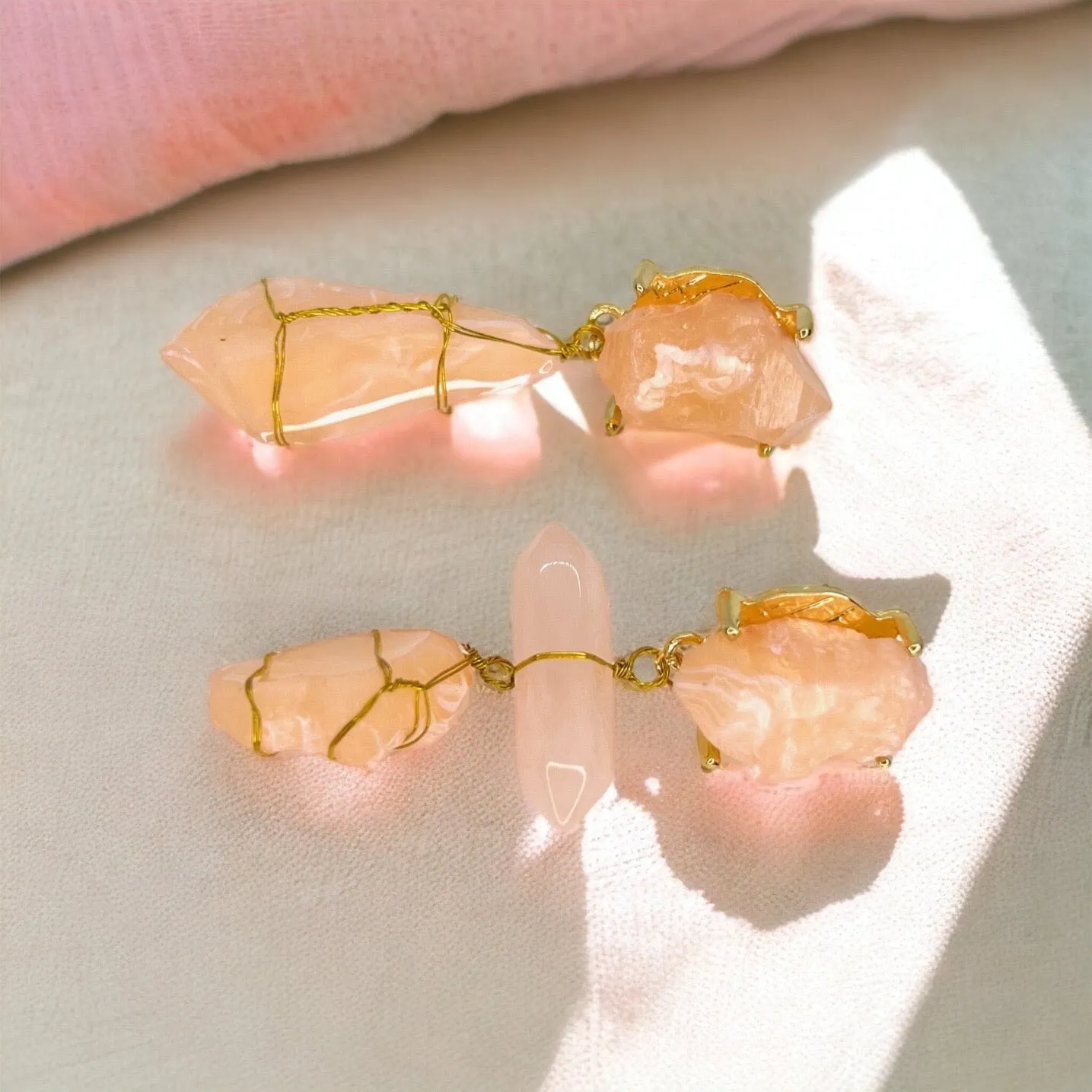 Crystal Earrings, Easter Accessories, Gemstone Earrings, Peach Earrings, Handmade Earrings, Geode, Crystal Accessories, Goddess Earrings