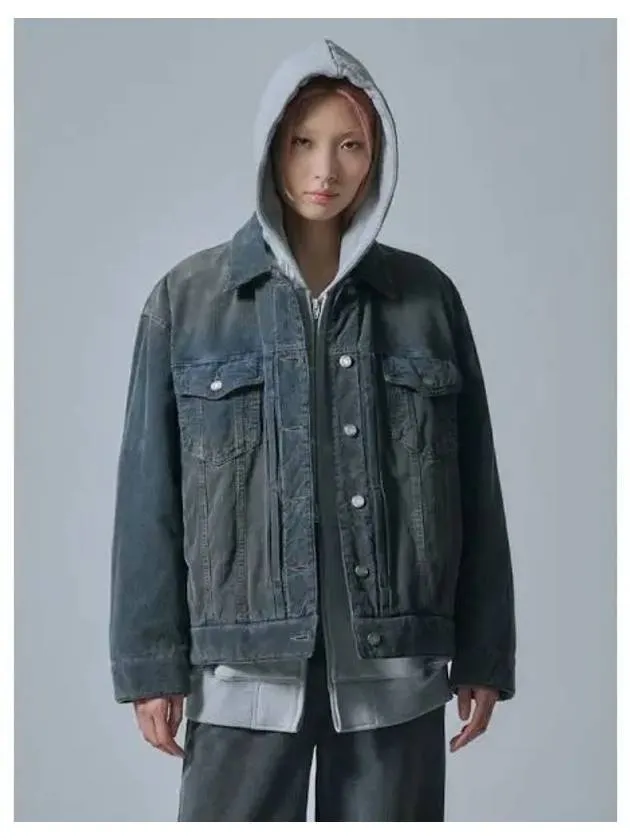 Dirty Dying Corduroy Trucker Navy Domestic Product