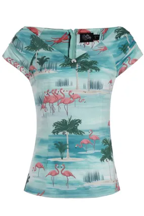 Dolly & Dotty Lilian Top in Flamingo Print