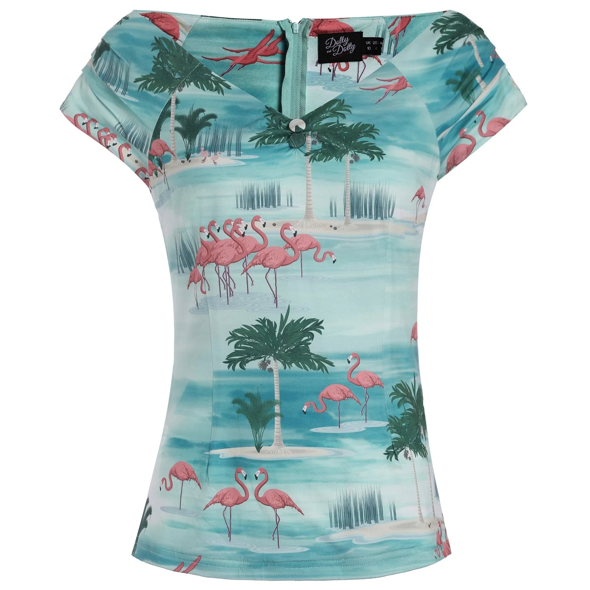 Dolly & Dotty Lilian Top in Flamingo Print