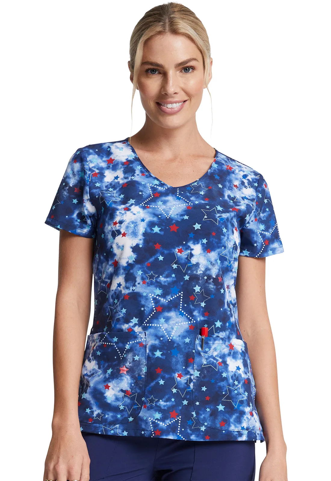 EDS Signature - Women's V-Neck Print Top