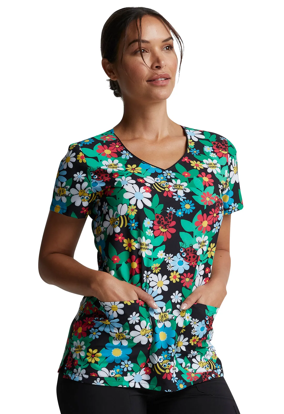 EDS Signature - Women's V-Neck Print Top