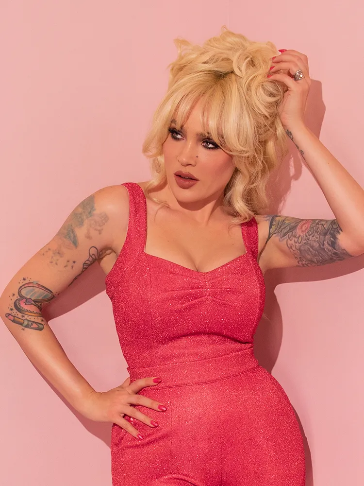 FINAL SALE - Vamp Top in Candy Pink Lurex - Vixen by Micheline Pitt