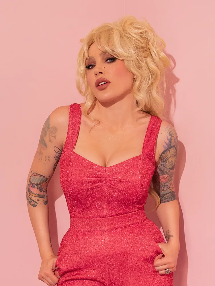 FINAL SALE - Vamp Top in Candy Pink Lurex - Vixen by Micheline Pitt