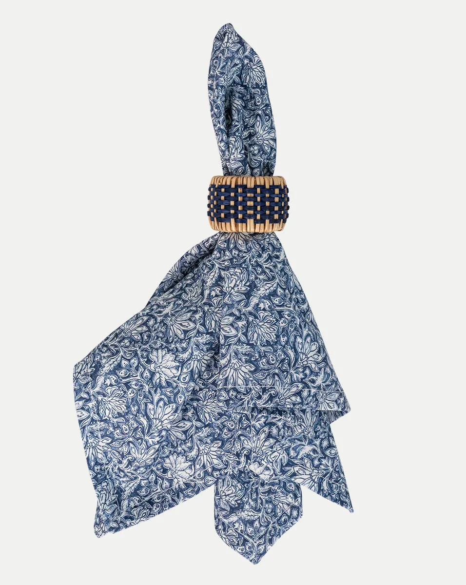 Floral Lace Linen Navy Napkin (Set of 4)