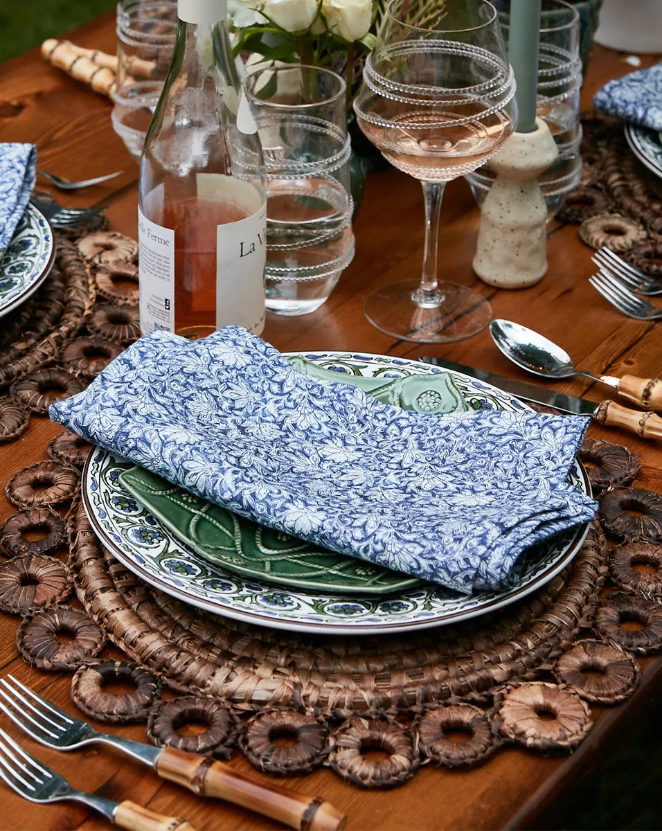 Floral Lace Linen Navy Napkin (Set of 4)