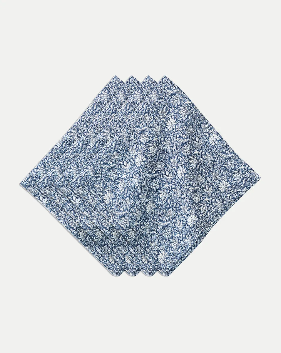 Floral Lace Linen Navy Napkin (Set of 4)