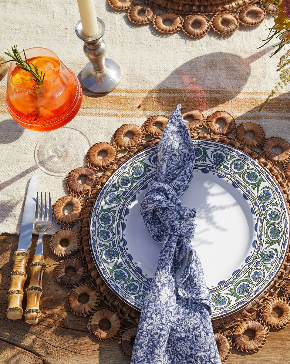 Floral Lace Linen Navy Napkin (Set of 4)