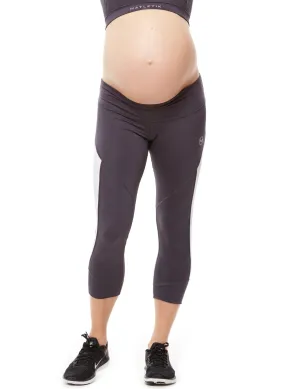 Focus 3/4  Low Waist Maternity Legging - Grey/White