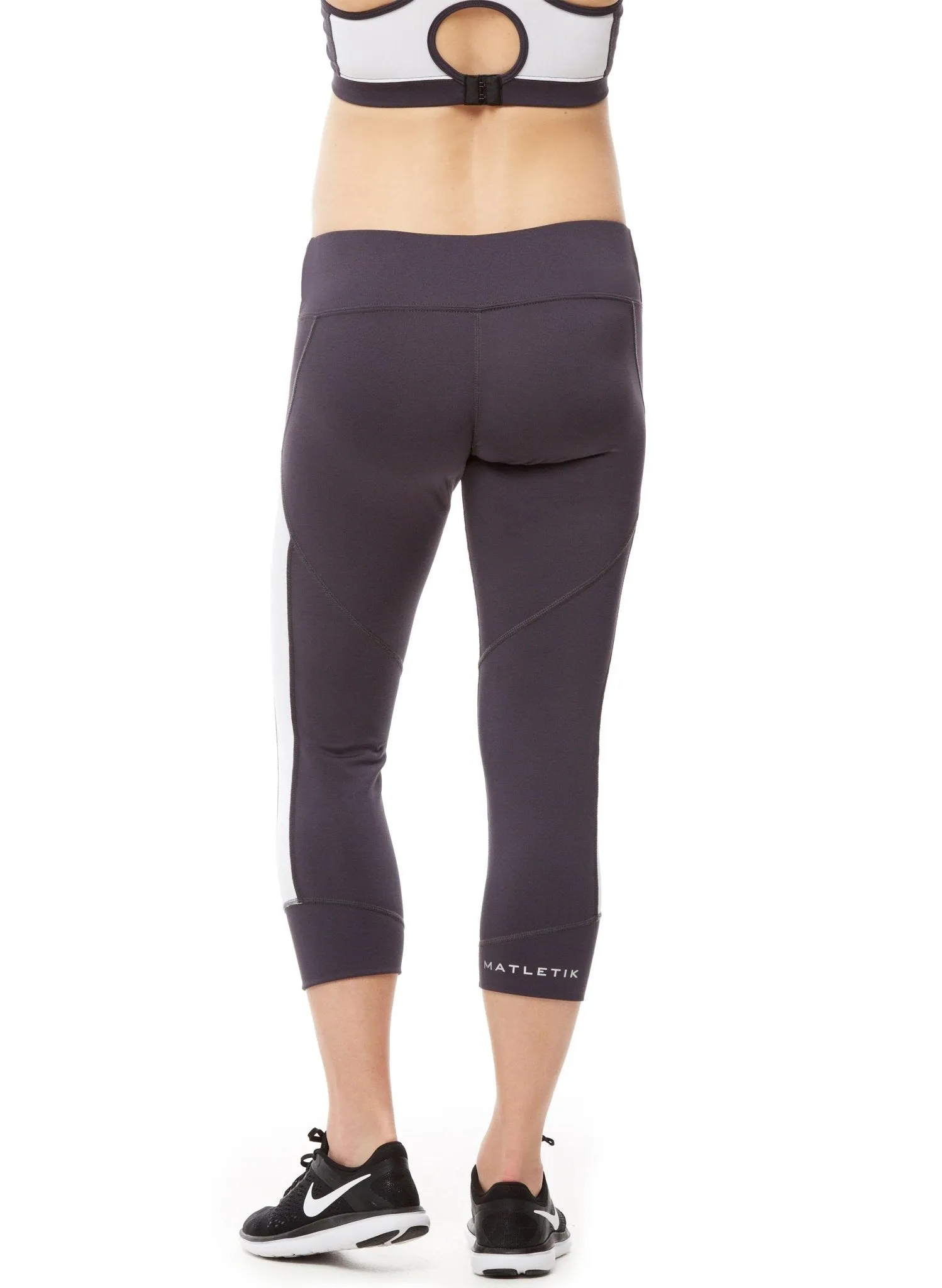 Focus 3/4  Low Waist Maternity Legging - Grey/White