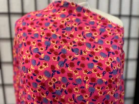 Fun & Colorful Floral Rayon Crepe - Fuchsia Pink / Purple / Red / Orange / Blue