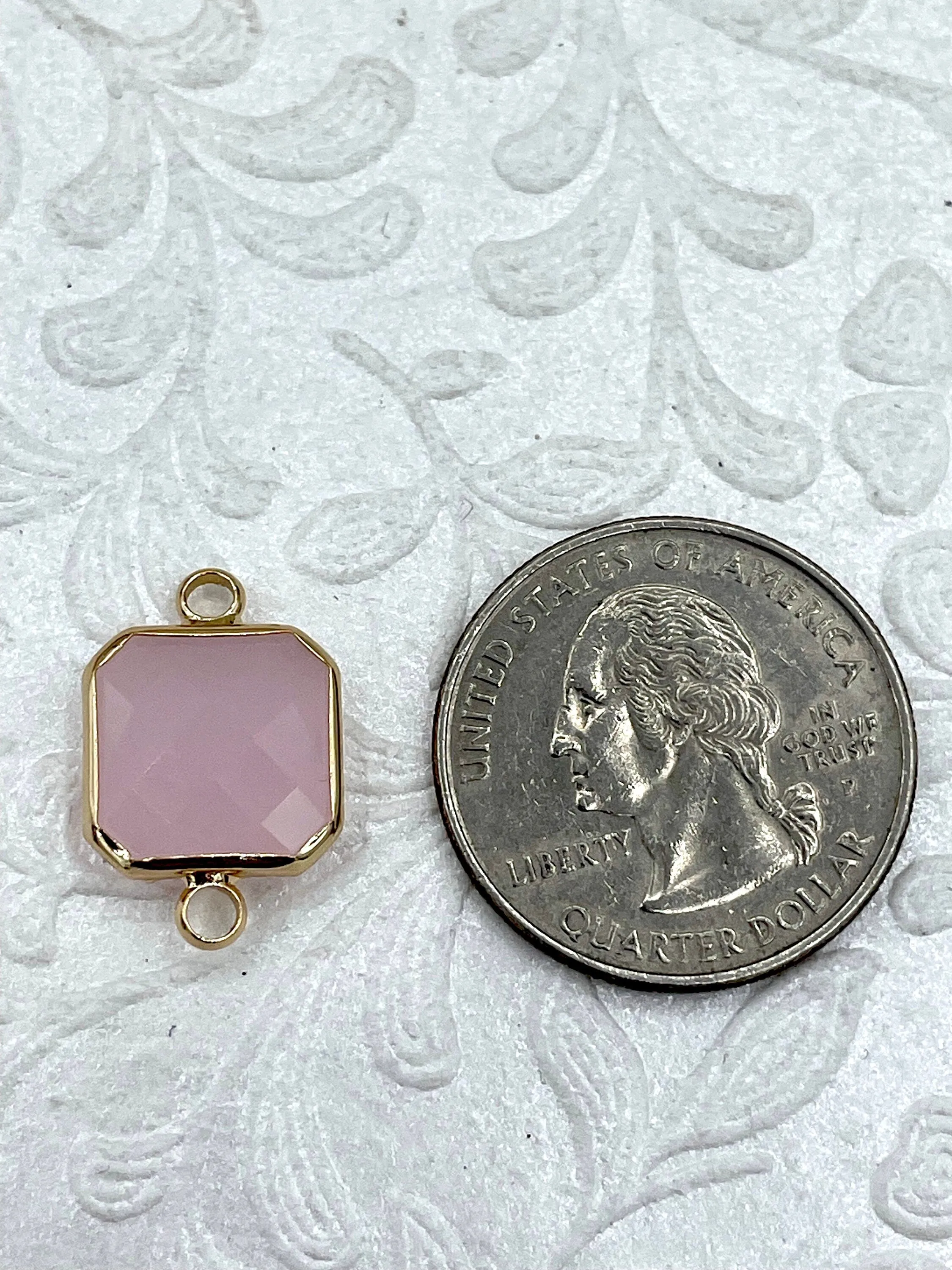 Gold Trimmed Colorful Square Crystals, Gold trimmed Connectors, Gold Trimmed Crystal Charm/connectors. Colorful Crystals 8 Styles, Fast Ship