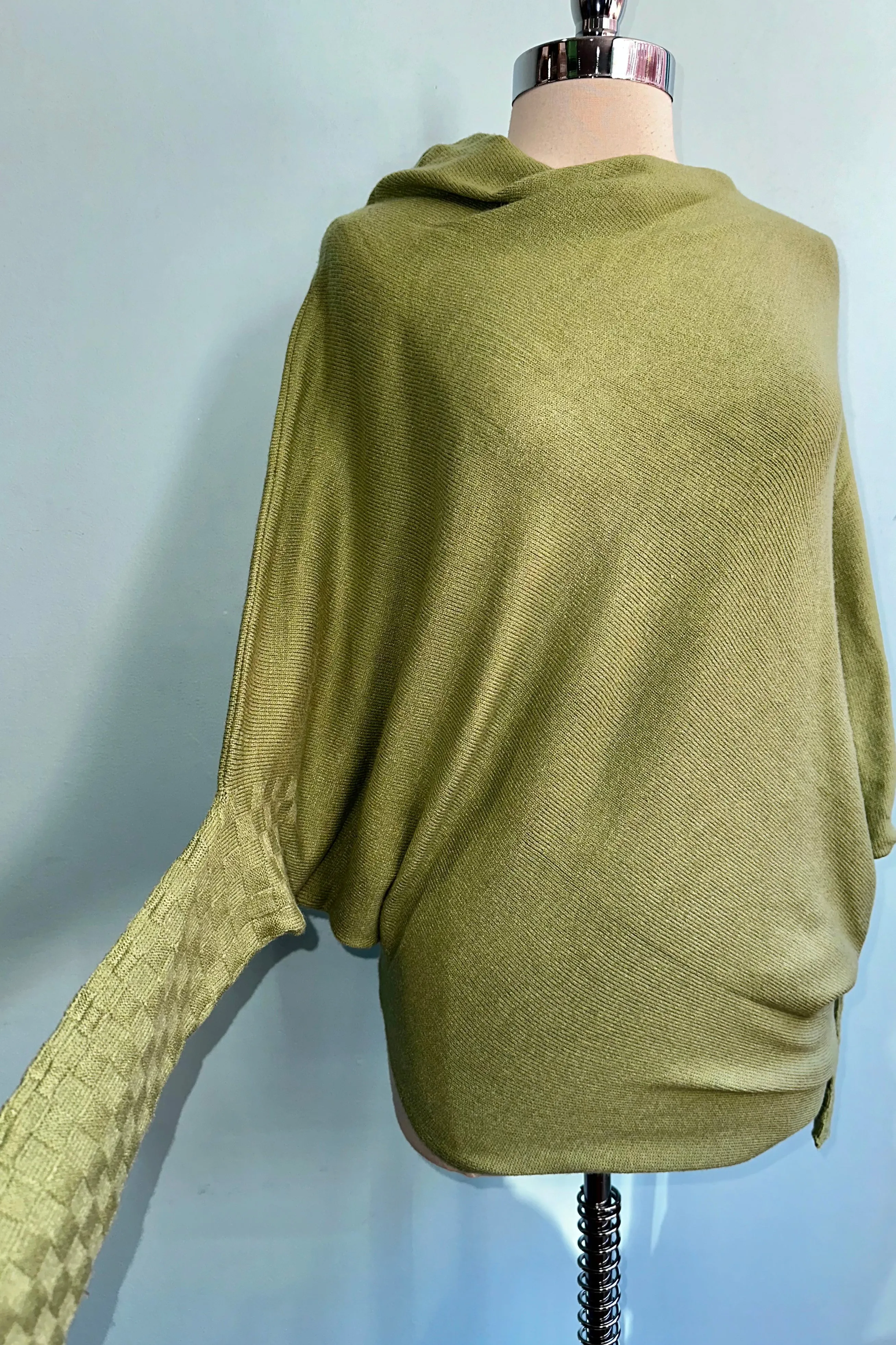 Green Slouchy Sweater with Long Cuffs