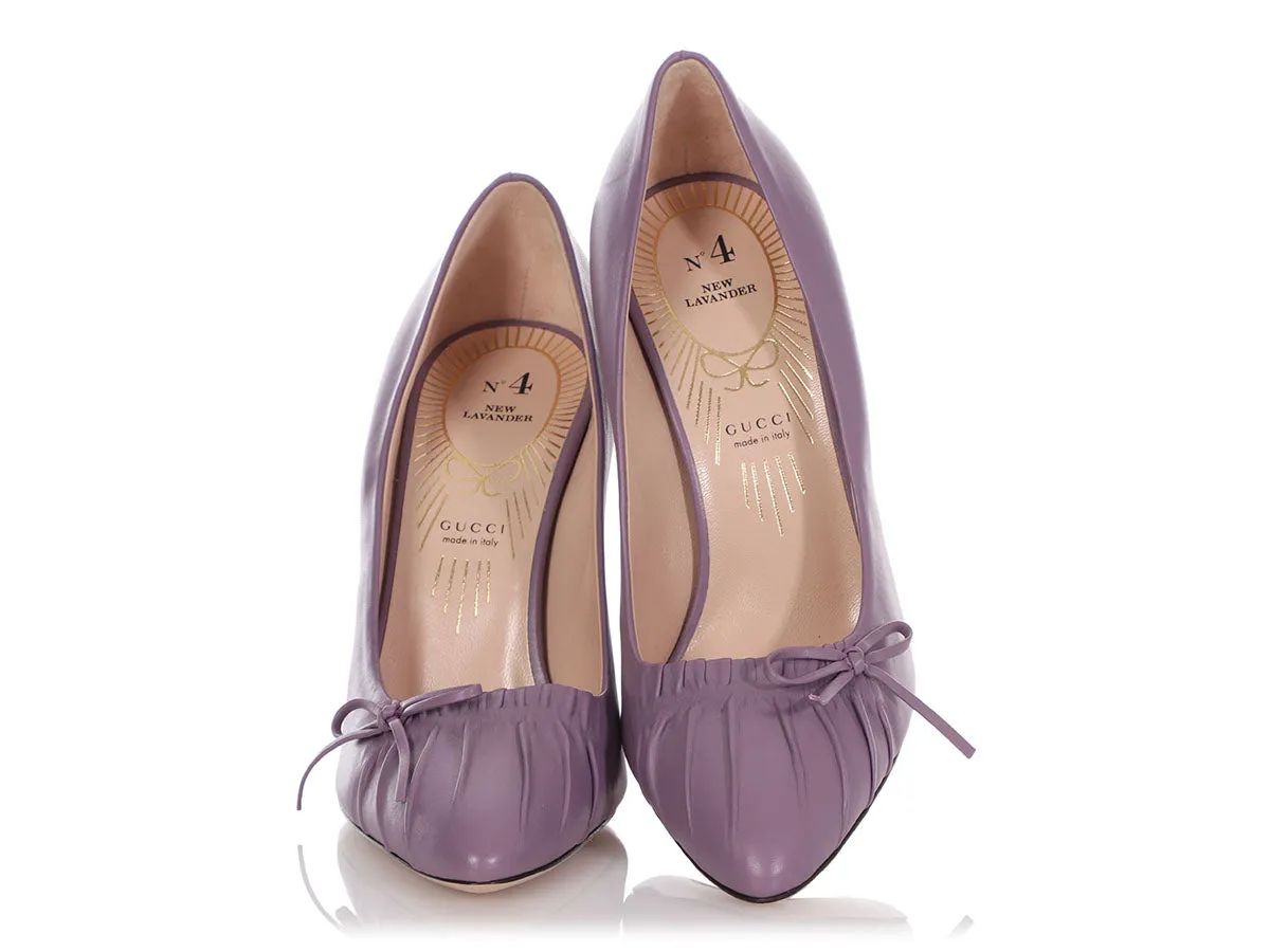Gucci New Lavender Leather Charlotte No. 4 Pumps