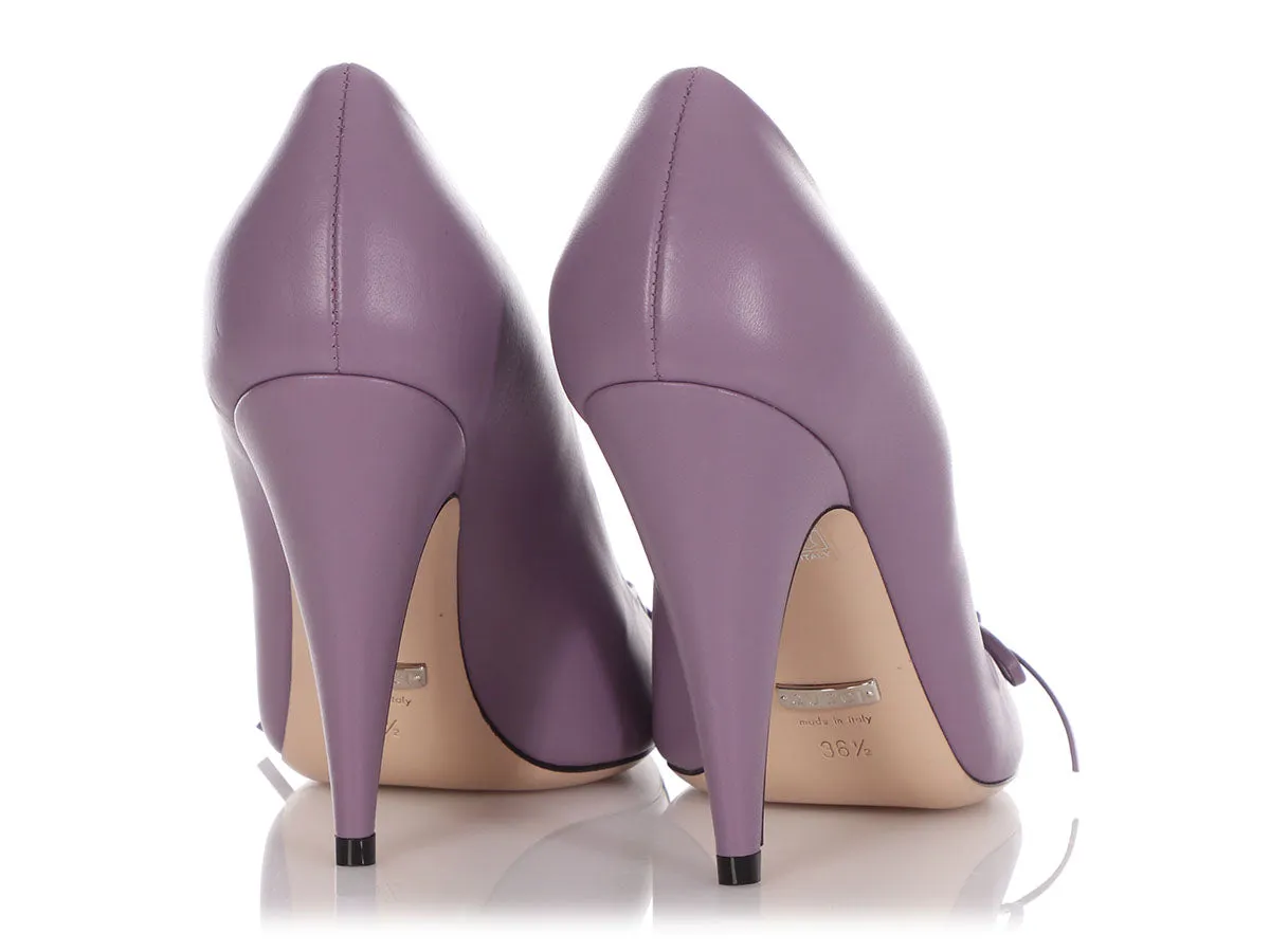 Gucci New Lavender Leather Charlotte No. 4 Pumps