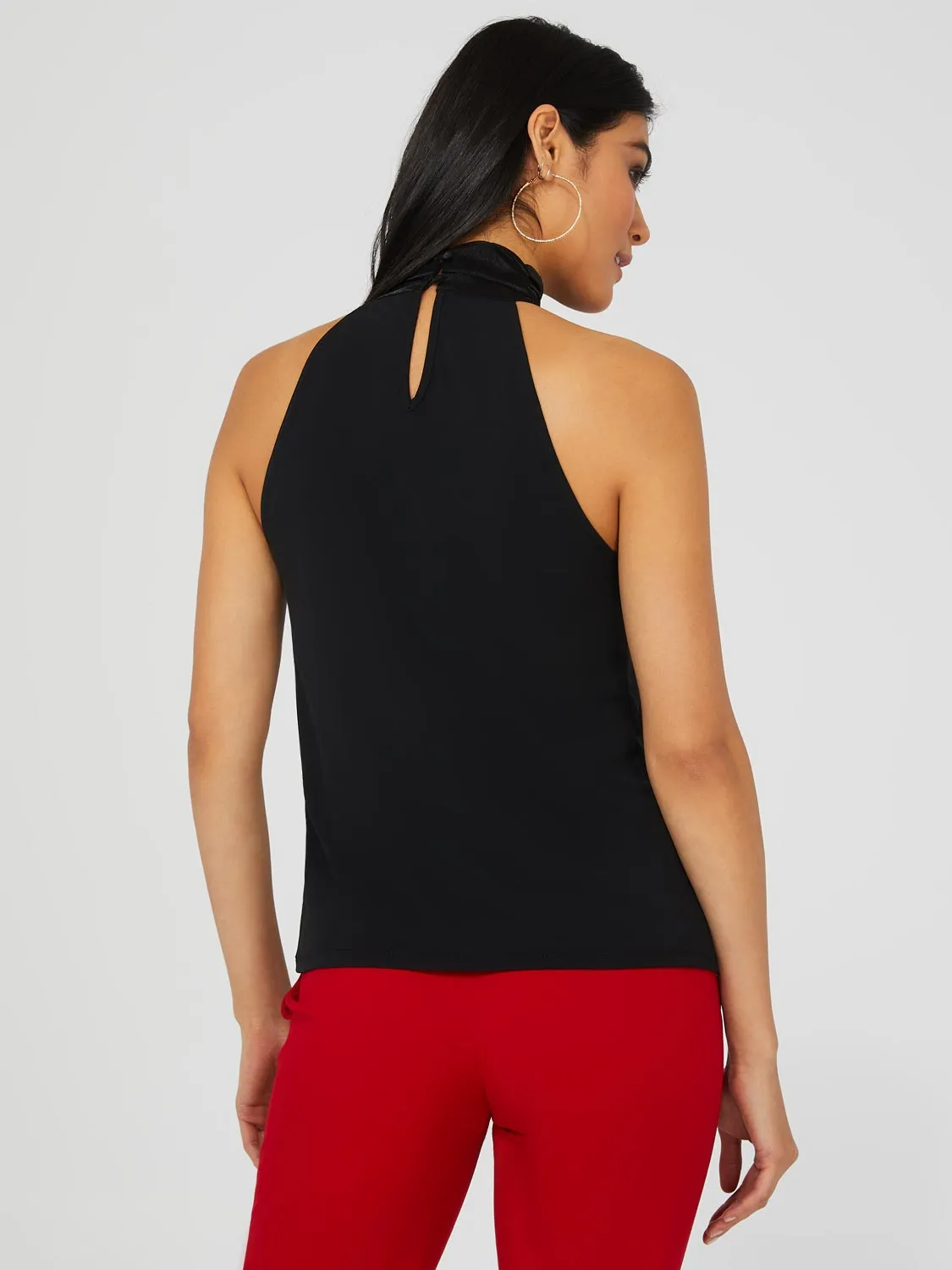 Halter Top With Flower Neck Detail