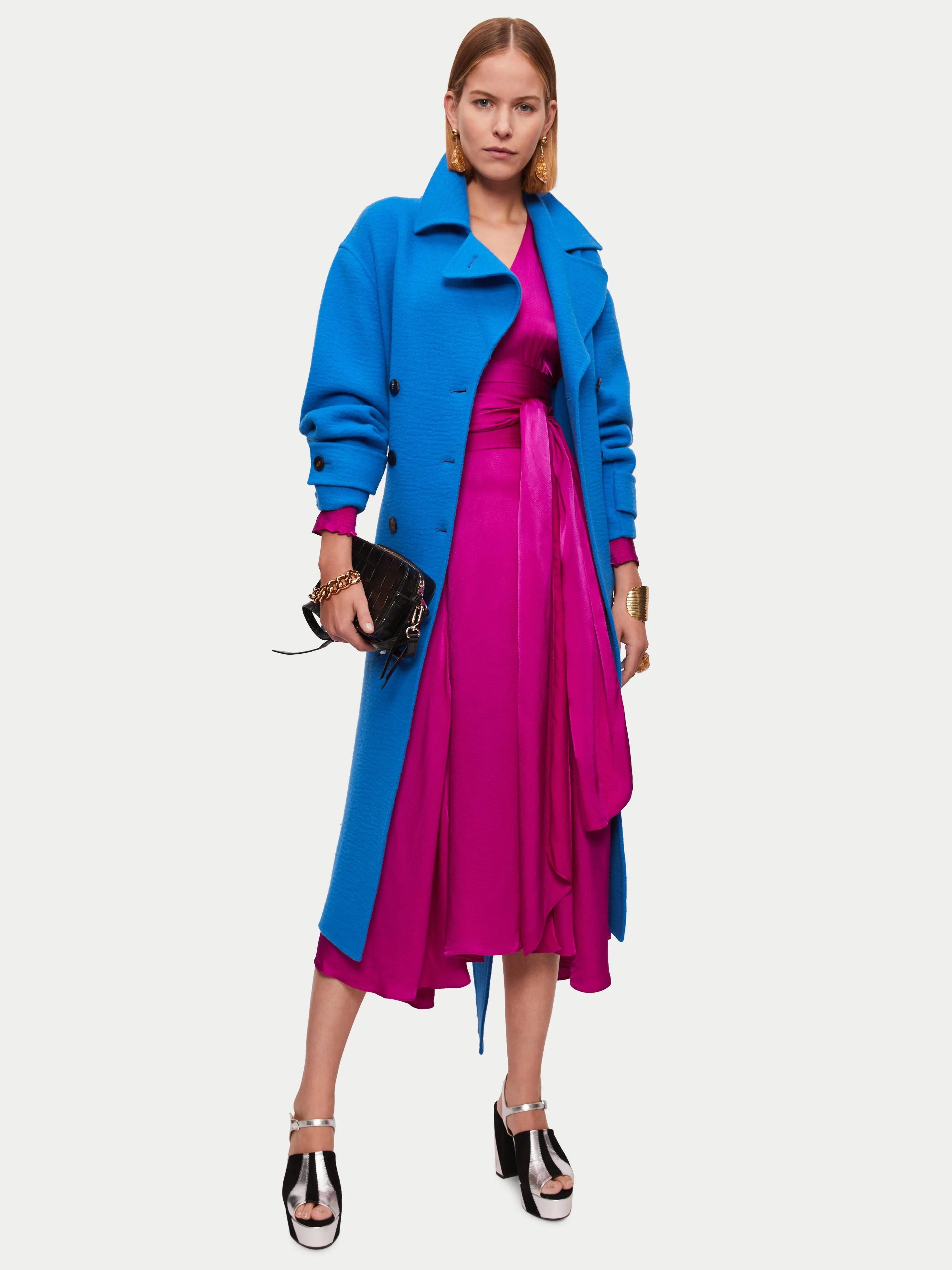 Hammered Satin Sash Dress | Pink