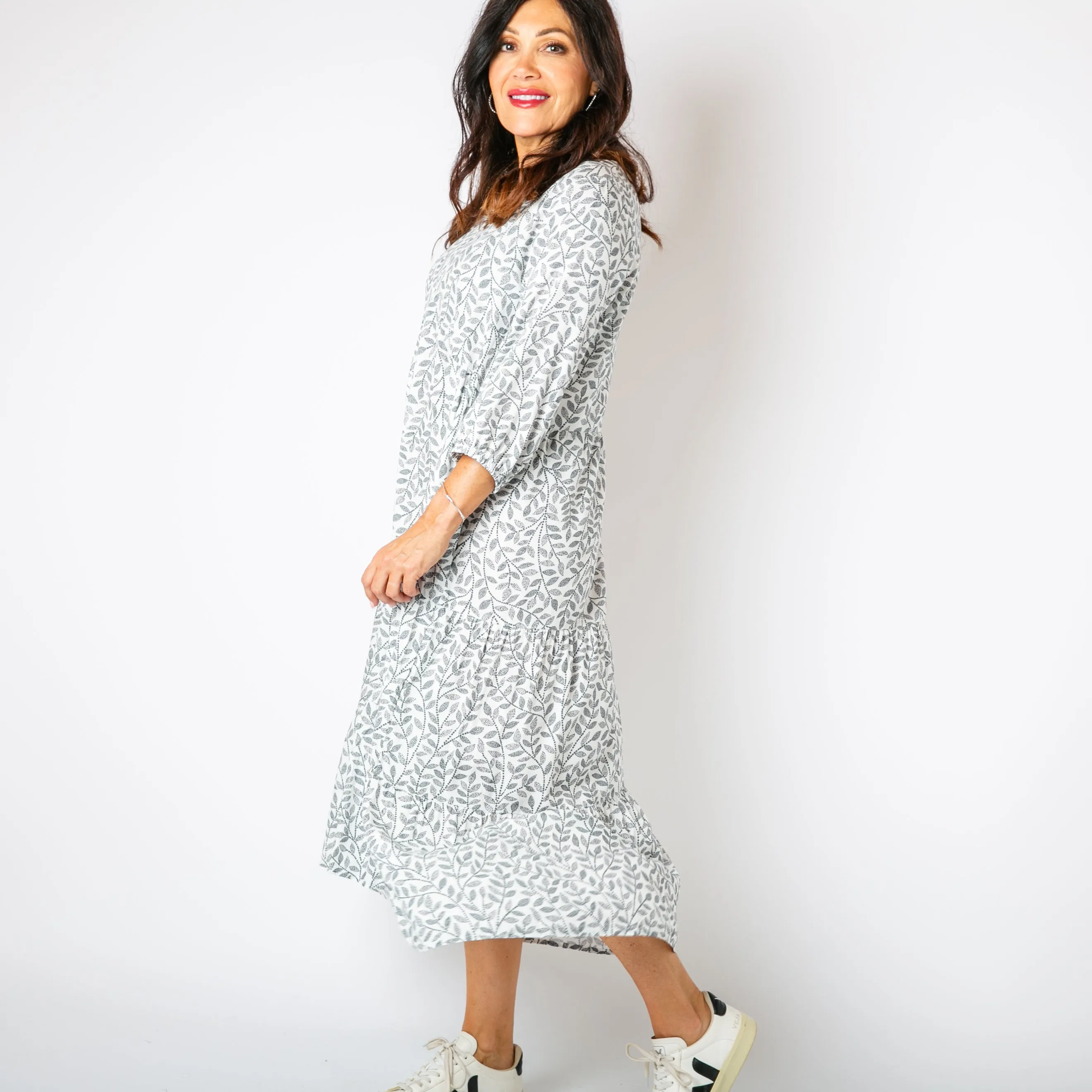 Hazel Patterned 3/4 Sleeve Dress