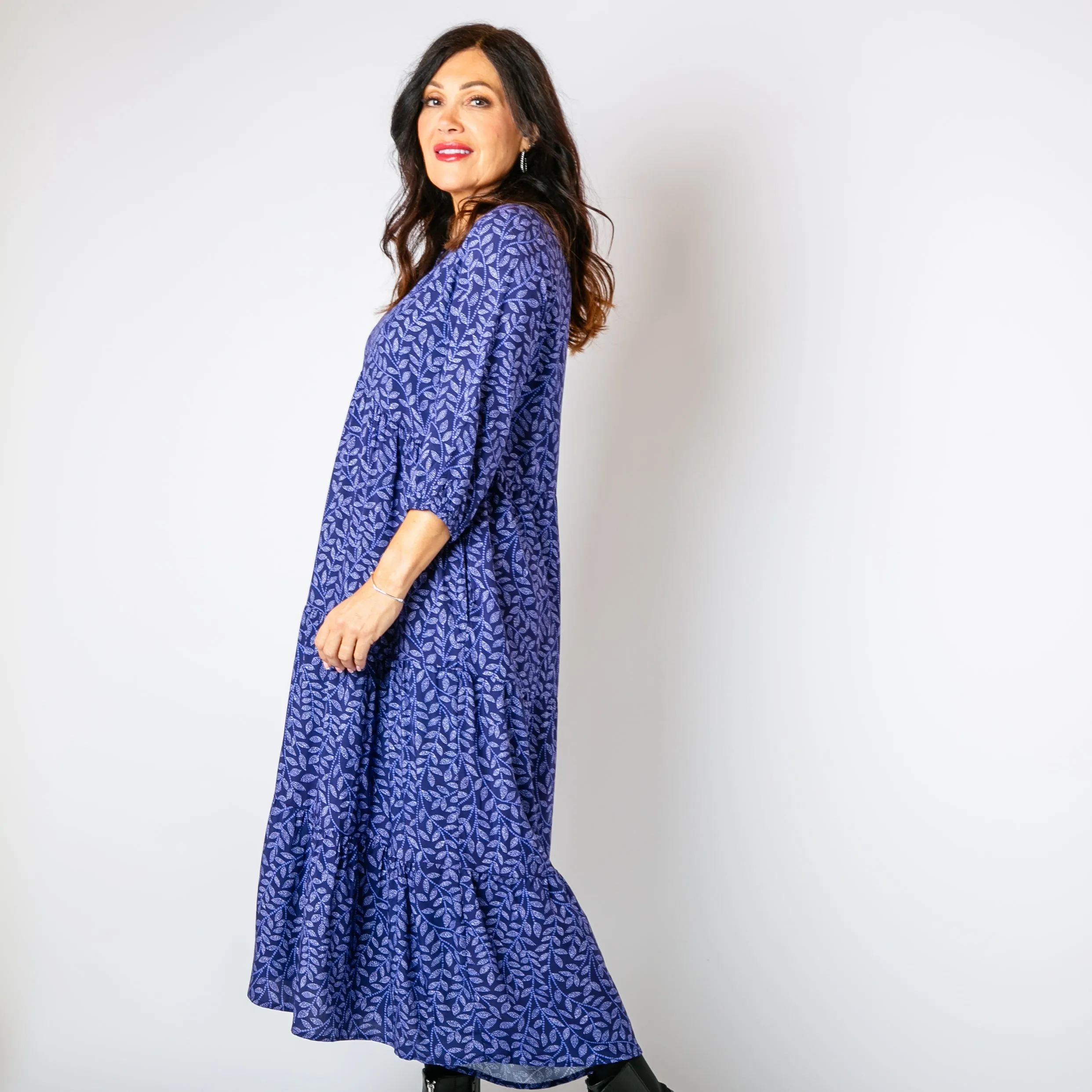 Hazel Patterned 3/4 Sleeve Dress