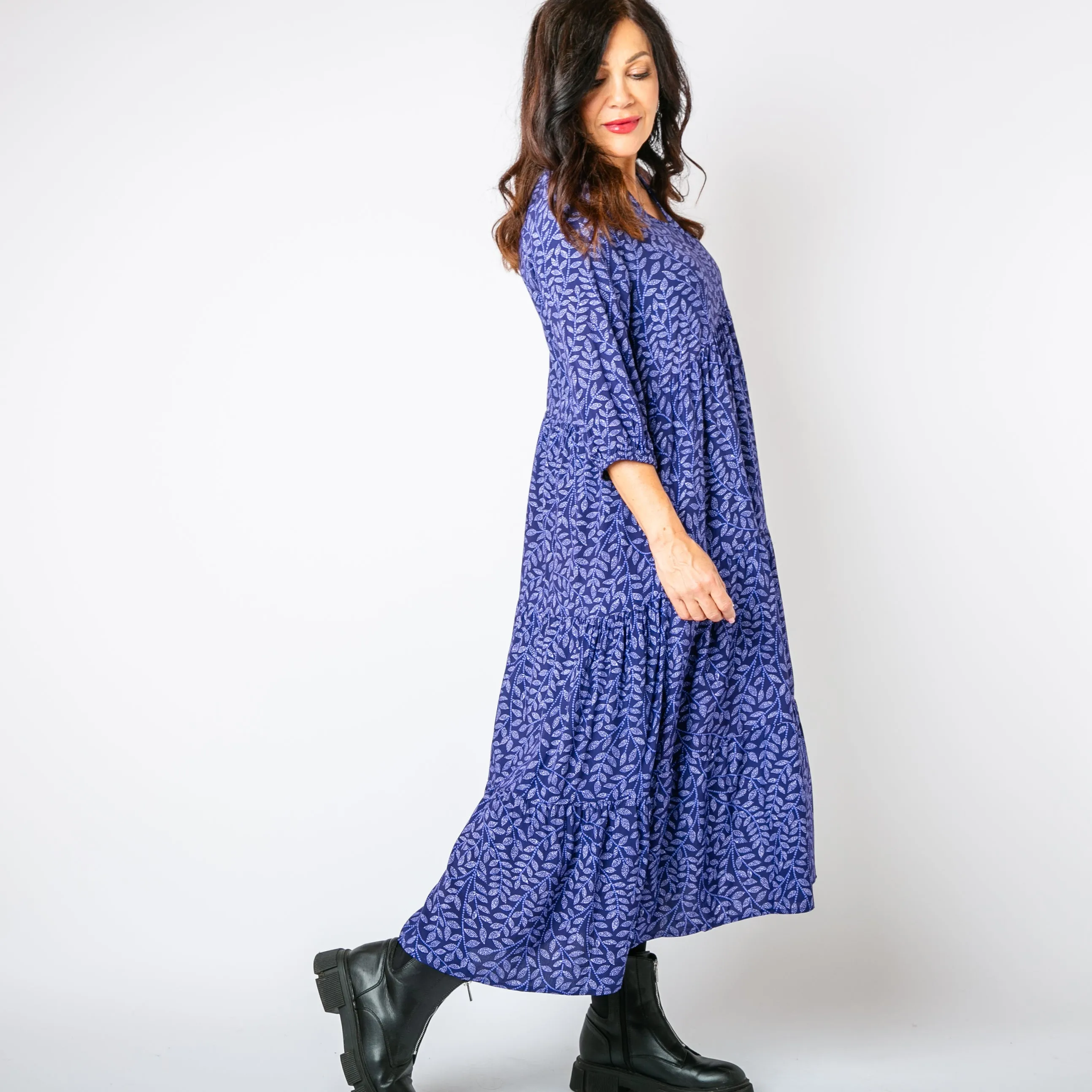 Hazel Patterned 3/4 Sleeve Dress