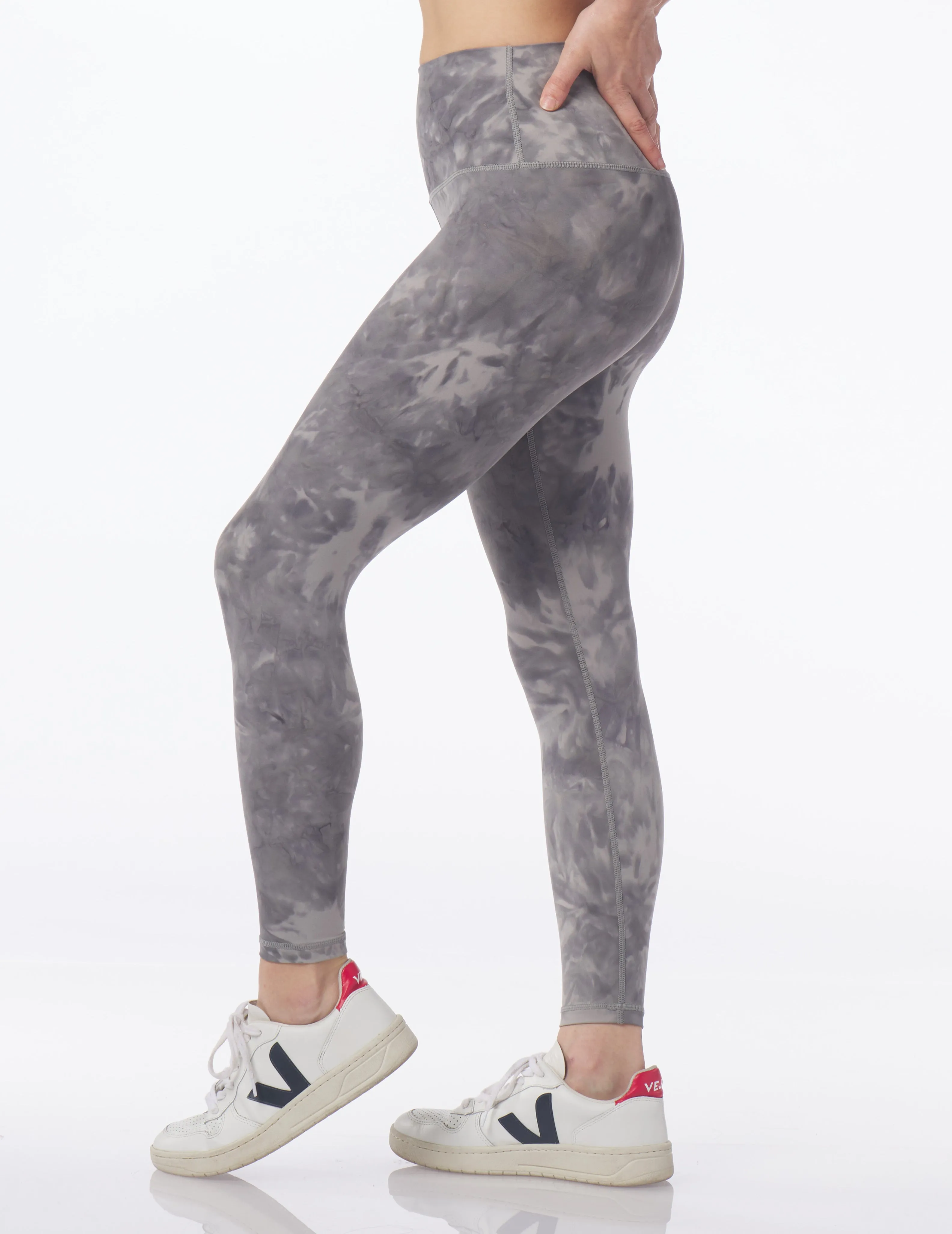 High Waist Pure 7/8 Legging: Silver Fog Stone Dye
