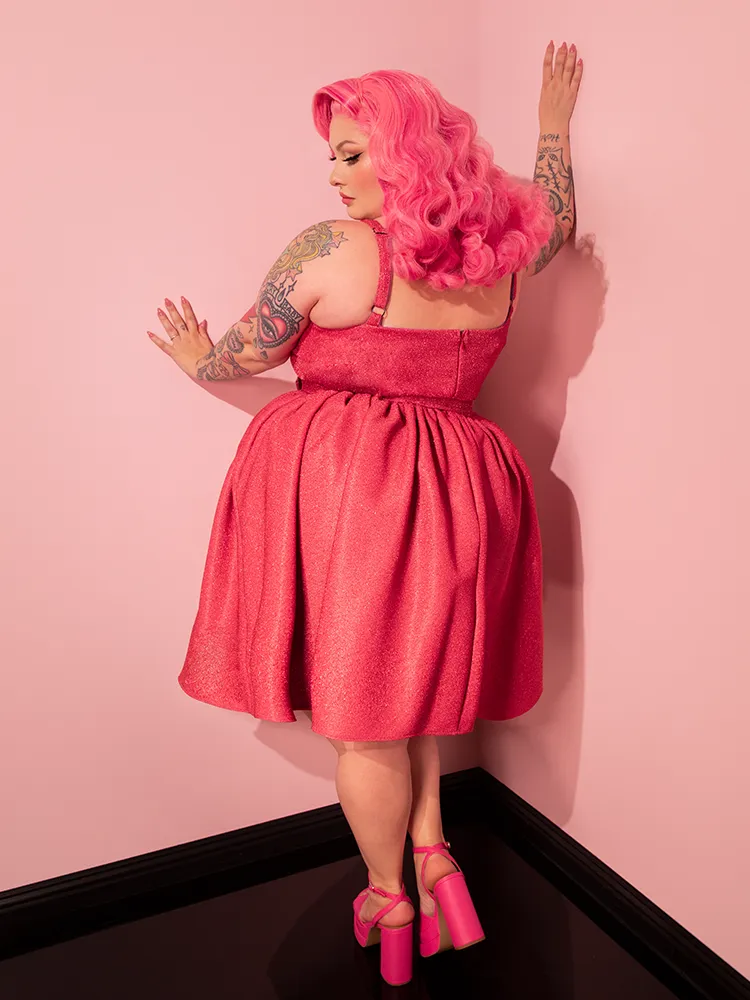 Jawbreaker Swing Dress in Candy Pink Lurex - Vixen by Micheline Pitt