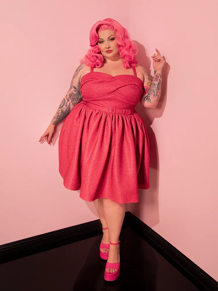 Jawbreaker Swing Dress in Candy Pink Lurex - Vixen by Micheline Pitt