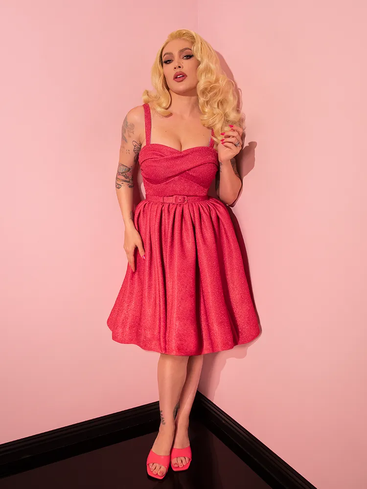 Jawbreaker Swing Dress in Candy Pink Lurex - Vixen by Micheline Pitt
