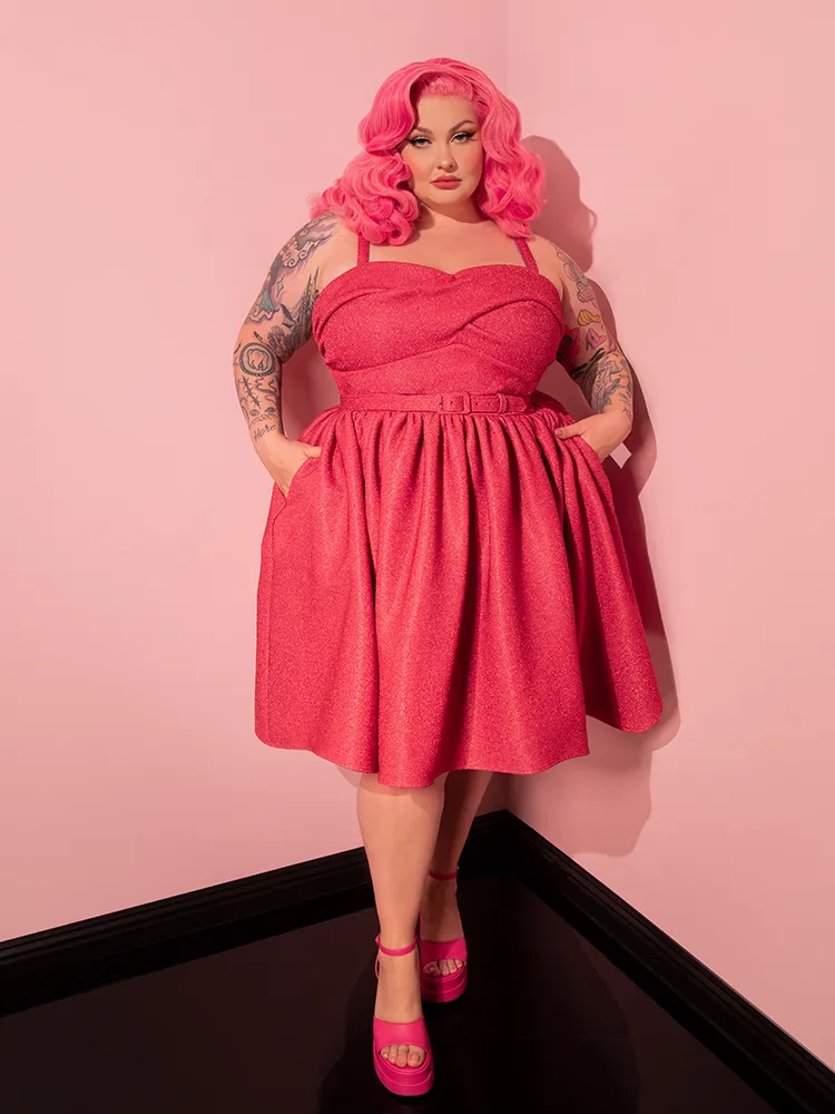 Jawbreaker Swing Dress in Candy Pink Lurex - Vixen by Micheline Pitt