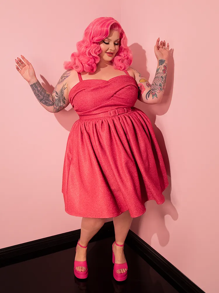 Jawbreaker Swing Dress in Candy Pink Lurex - Vixen by Micheline Pitt