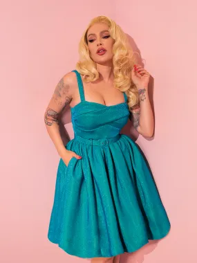 Jawbreaker Swing Dress in Turquoise Lurex - Vixen by Micheline Pitt