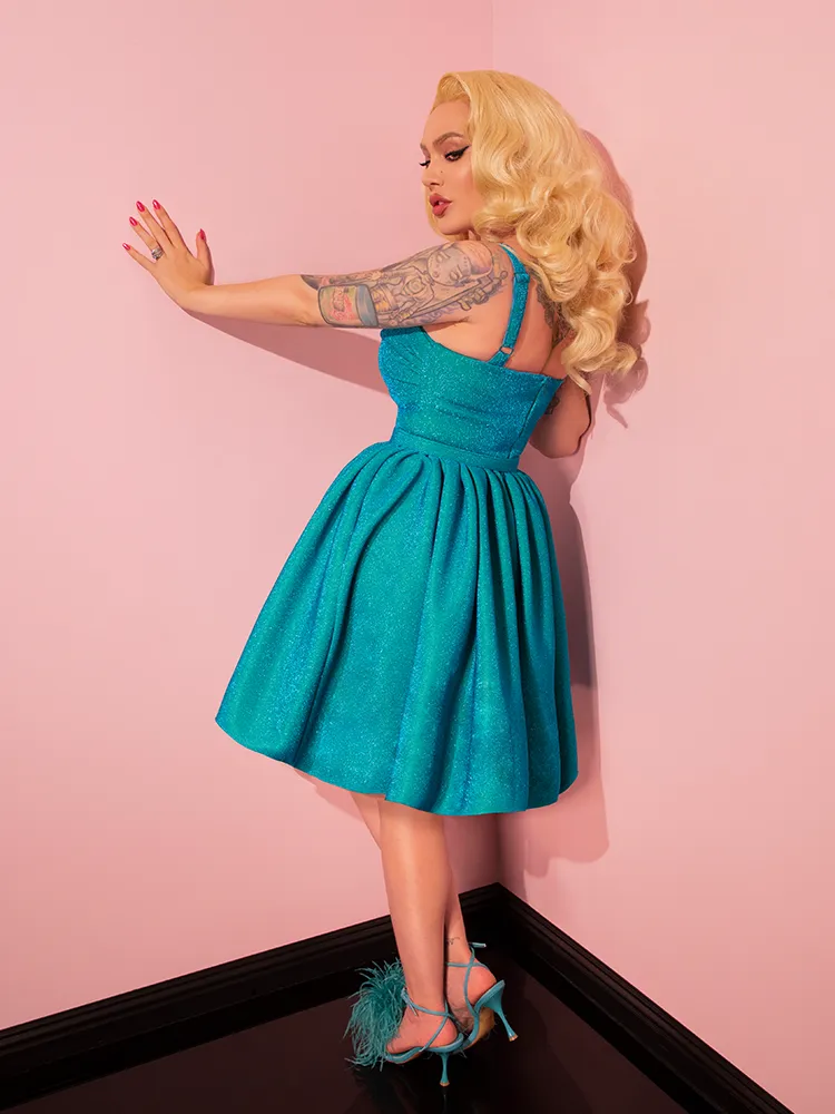 Jawbreaker Swing Dress in Turquoise Lurex - Vixen by Micheline Pitt