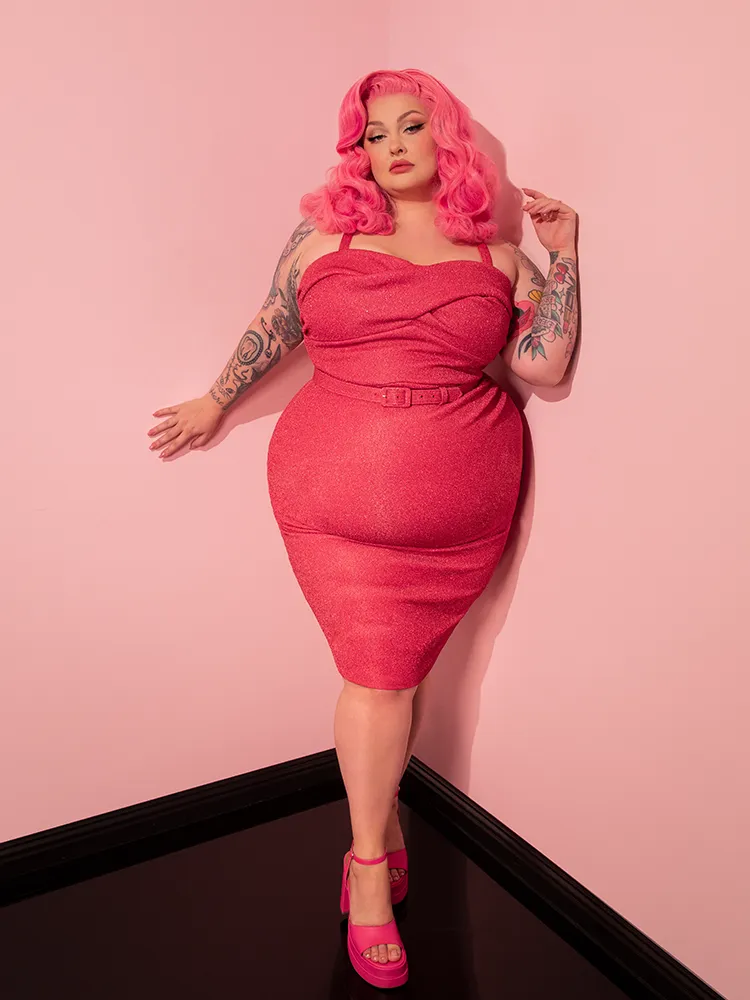 Jawbreaker Wiggle Dress in Candy Pink Lurex - Vixen by Micheline Pitt