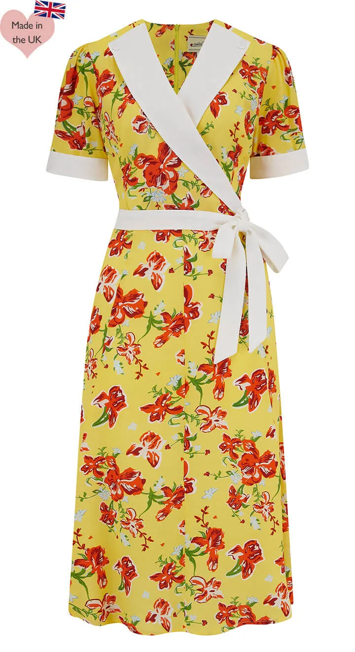 Jean CrossOver Dress in Iris Print