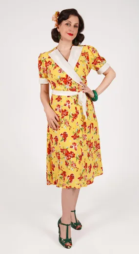 Jean CrossOver Dress in Iris Print