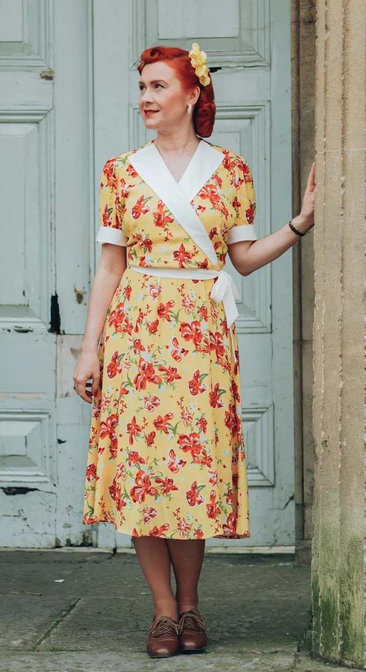 Jean CrossOver Dress in Iris Print