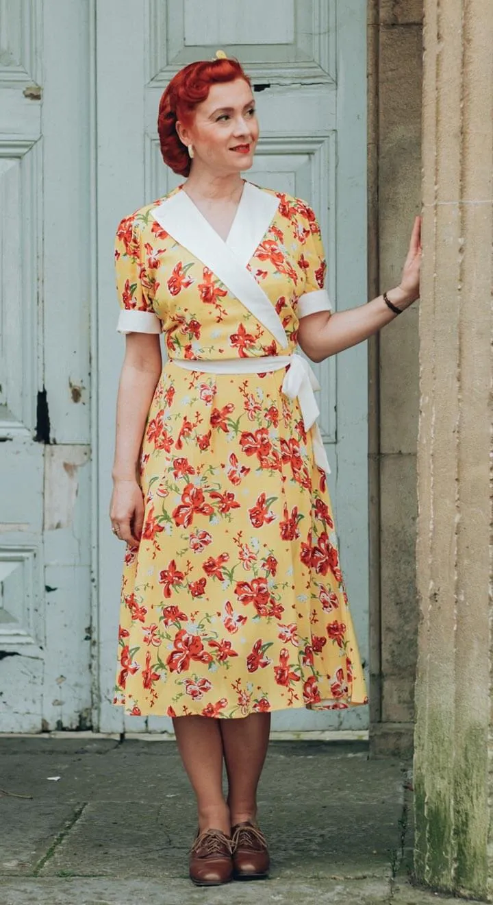 Jean CrossOver Dress in Iris Print