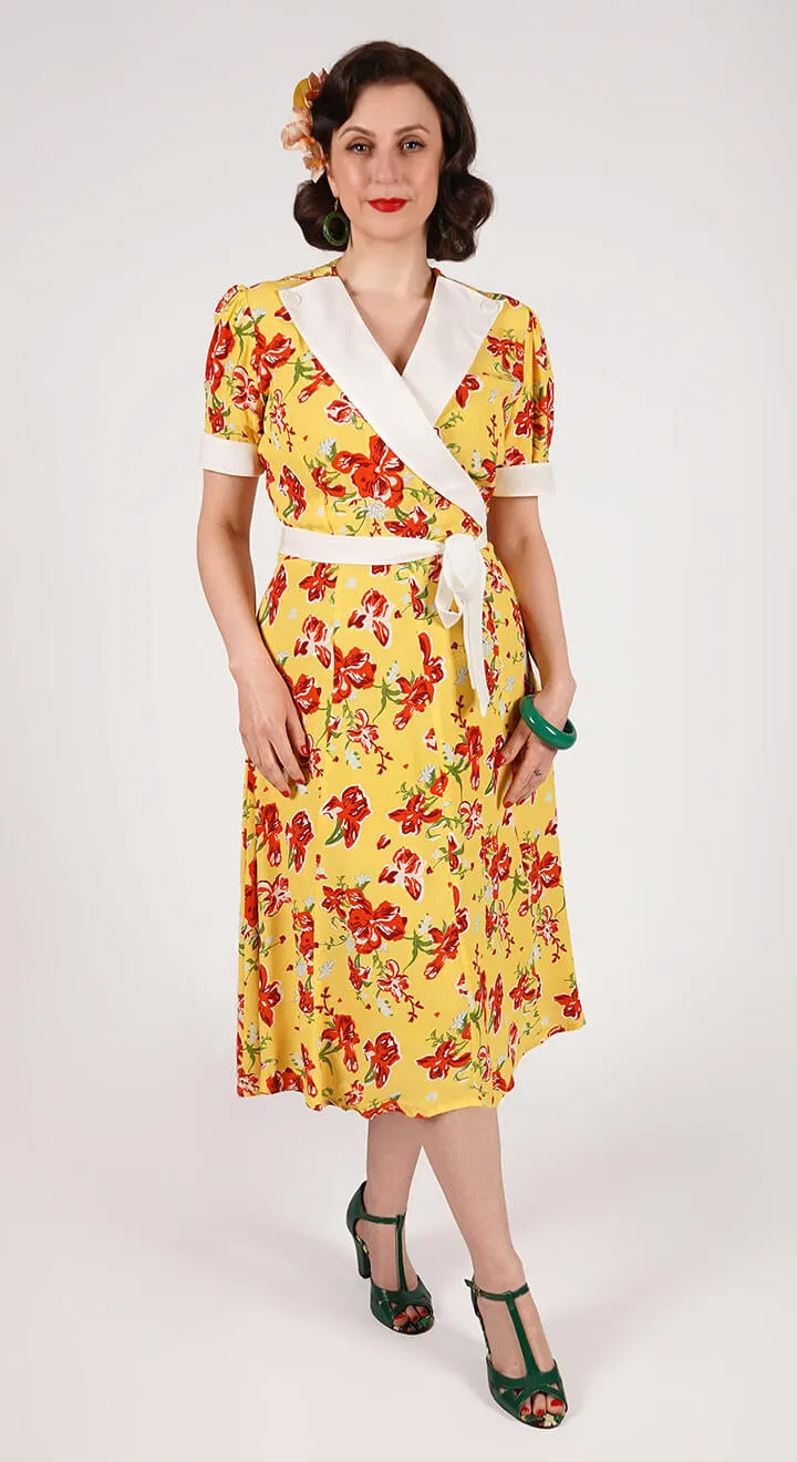 Jean CrossOver Dress in Iris Print