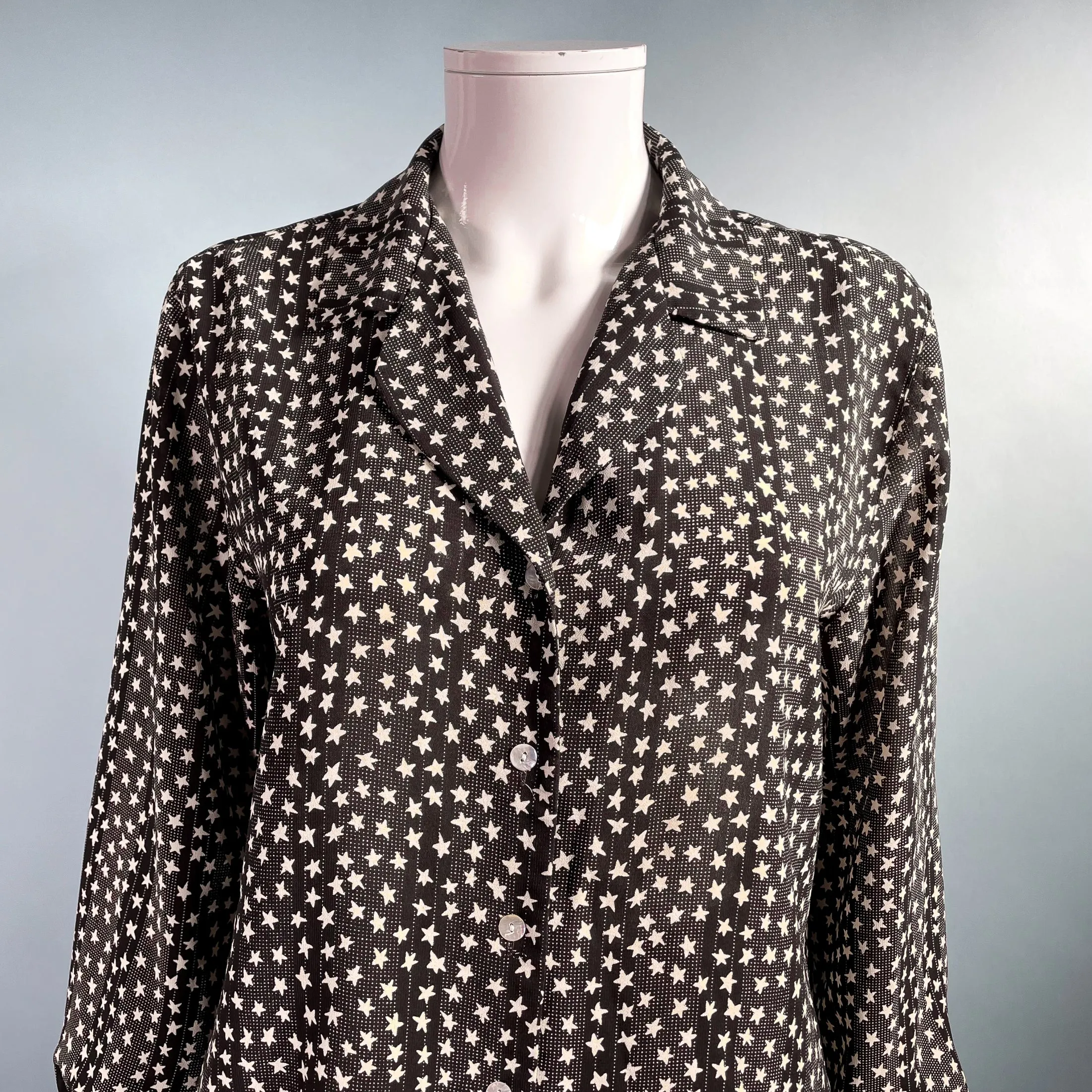 Le Caviar Vintage 80s Black/White Stars Blouse L