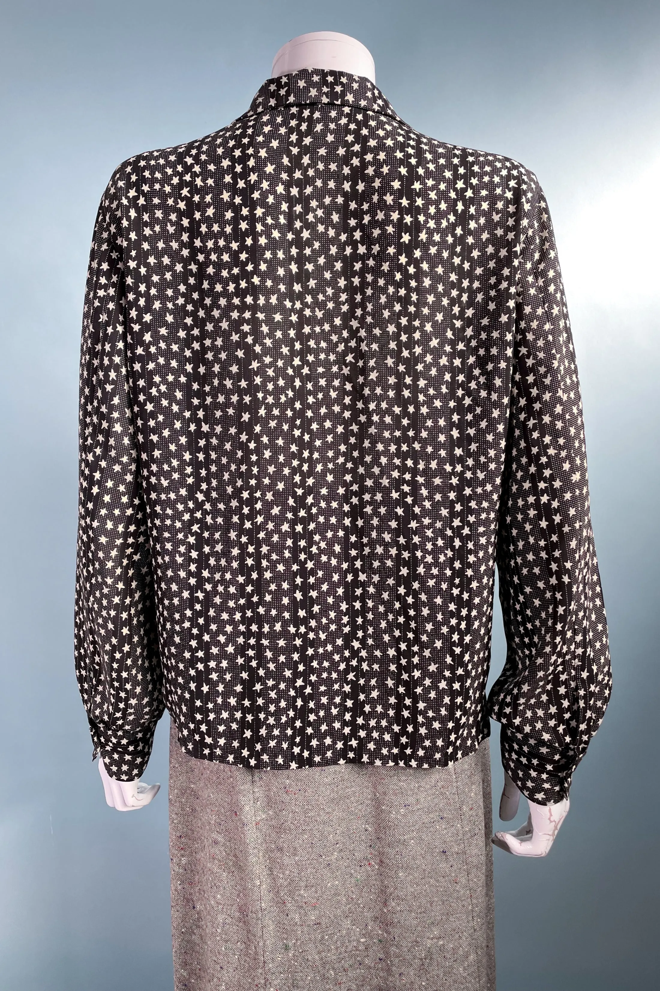 Le Caviar Vintage 80s Black/White Stars Blouse L