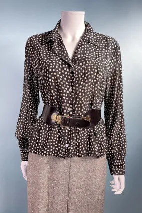 Le Caviar Vintage 80s Black/White Stars Blouse L