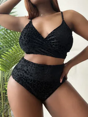 Leopard Print High Waist Bikini Set for Plus Size Women