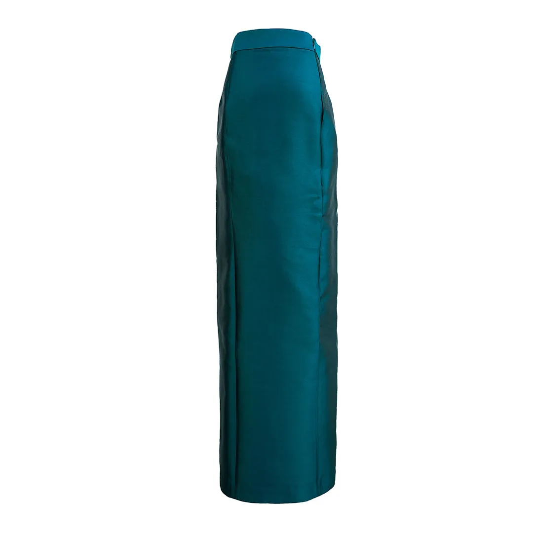 MASON by MASON'S DAUGHTER Charlotte Skirt, Peacock Blue Silk Wool