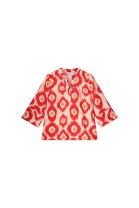 Netty  Printed Blouse - Salsa Red