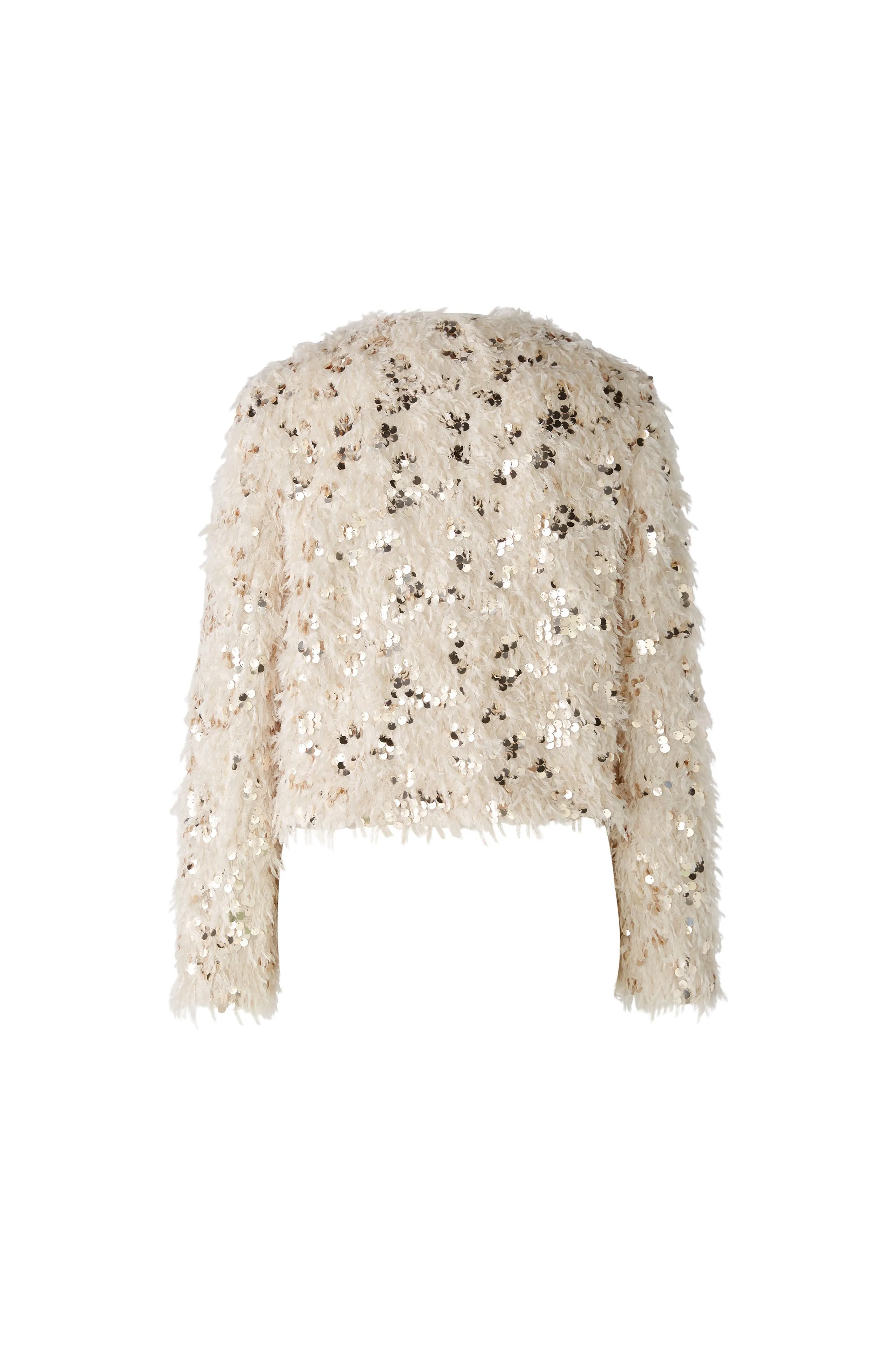 Oui Cream Feather Sequin Trim Jacket
