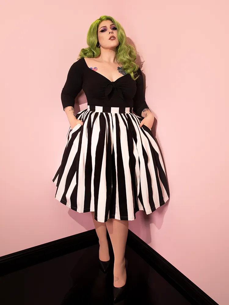 PRE-ORDER - Ghost Swing Skirt in Black & White Stripes - Vixen by Micheline Pitt